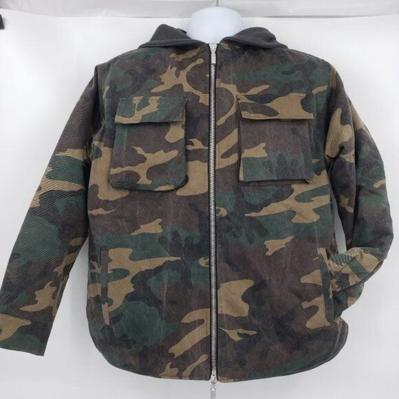 RHUDE Camo Print Hooded Jacket Quilted Zip Up Cotton Coat Parka Size Small NWOT - Picture 4 of 15